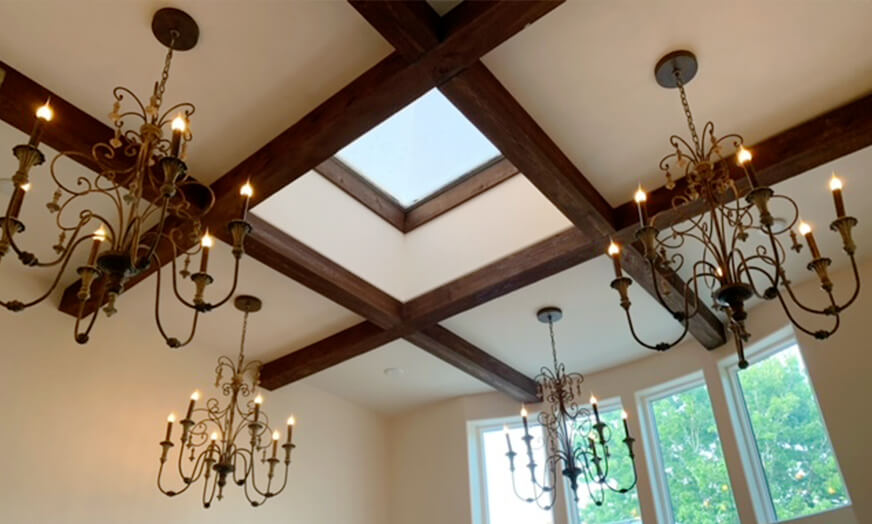 Statement lighting with tall ceiling