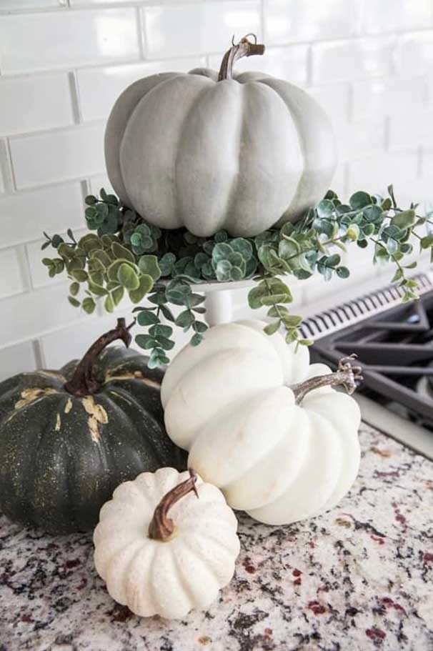 Counter decorated for fall